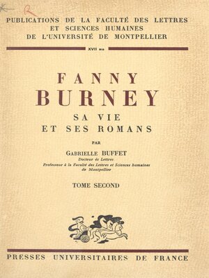 cover image of Fanny Burney, sa vie et ses romans (2)